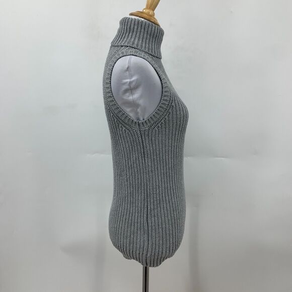 Michael Kors Sleeveless Funnel Neck Sweater Womens 2XS Grey Chunky Knit Stretch - Picture 5 of 15